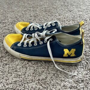 Mens Kicks Low Top Canvas Shoes Navy Blue Yellow Michigan Wolverines M Logo